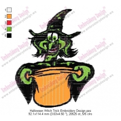 Halloween Witch Trick Embroidery Design